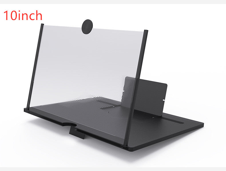Black 10-inch 3D mobile screen magnifier stand with clear viewing panel