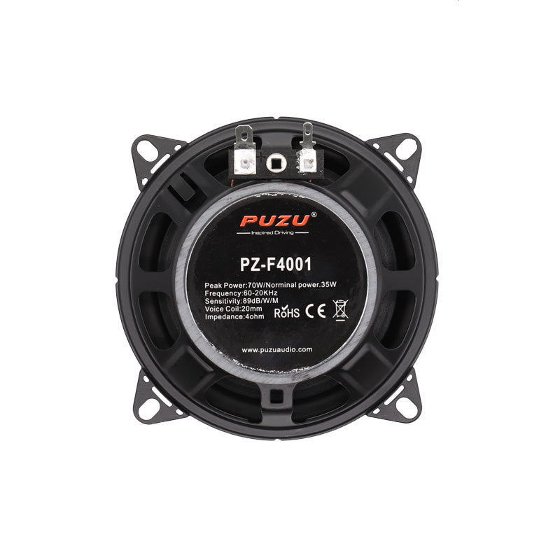 PUZU car speaker with model number PZ-F4001 on a white background