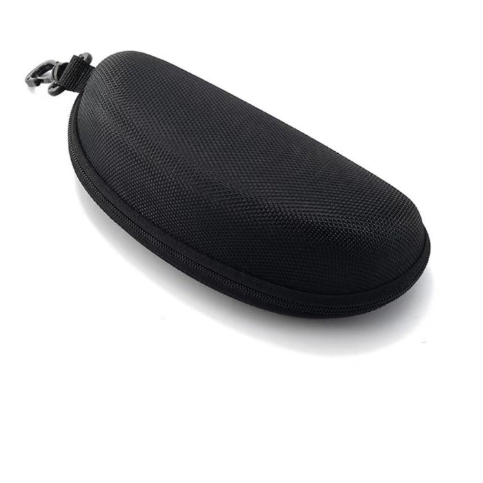 Black zip sunglasses case with textured fabric