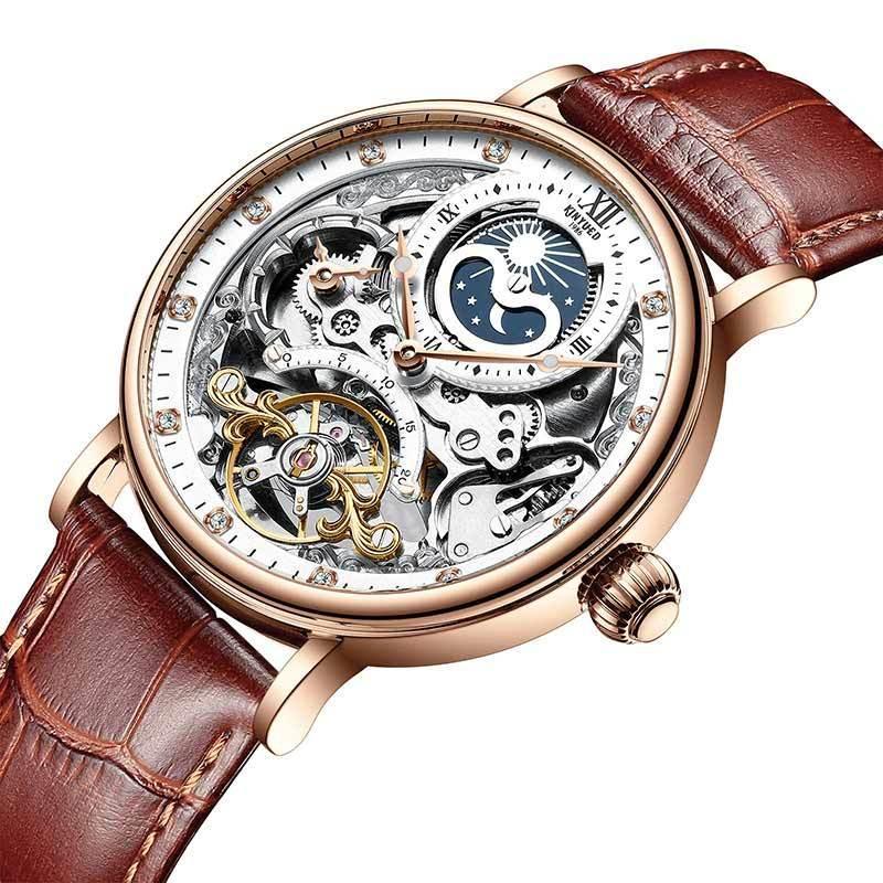 KINYUED genuine automatic leather men's mechanical watch - YAXSO