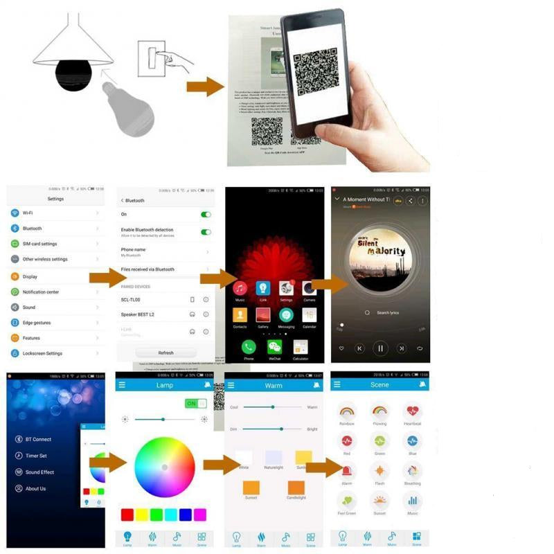 Smart LED colorful bulb Bluetooth wireless speaker