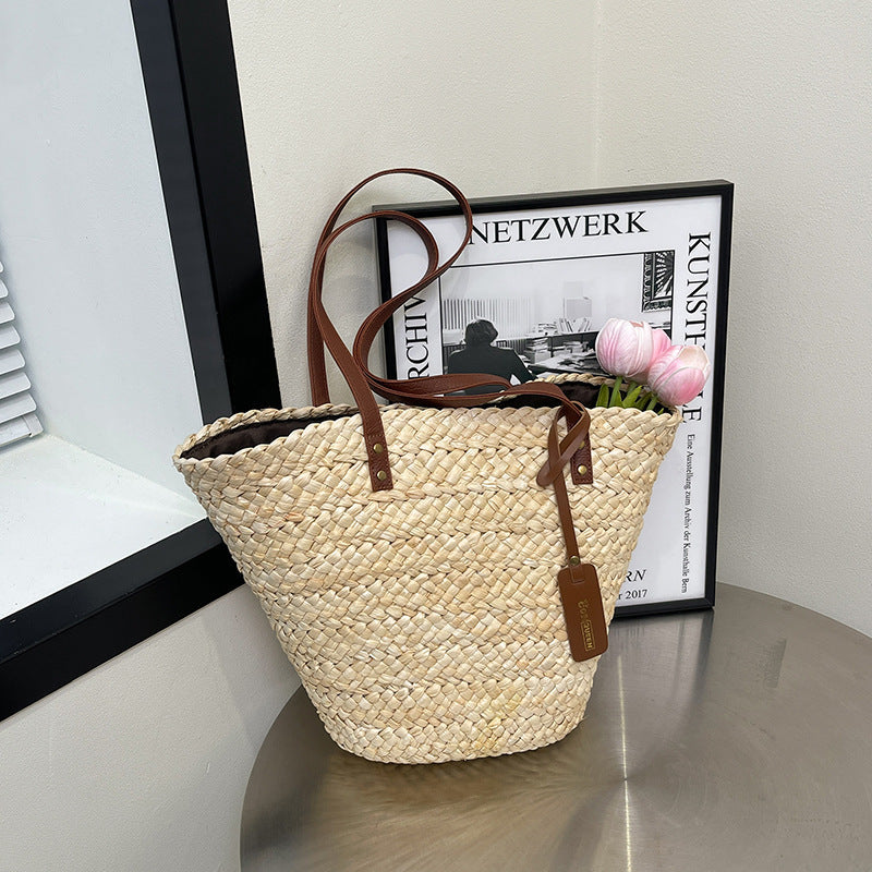 Large Capacity Straw Woven Bag Women's Woven Portable Vegetable Basket Bag - YAXSO