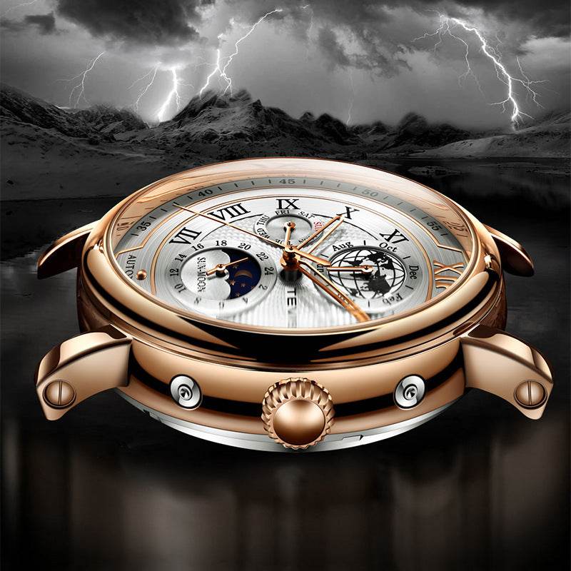 Men's Waterproof Moon Phase Automatic Mechanical Watch - YAXSO