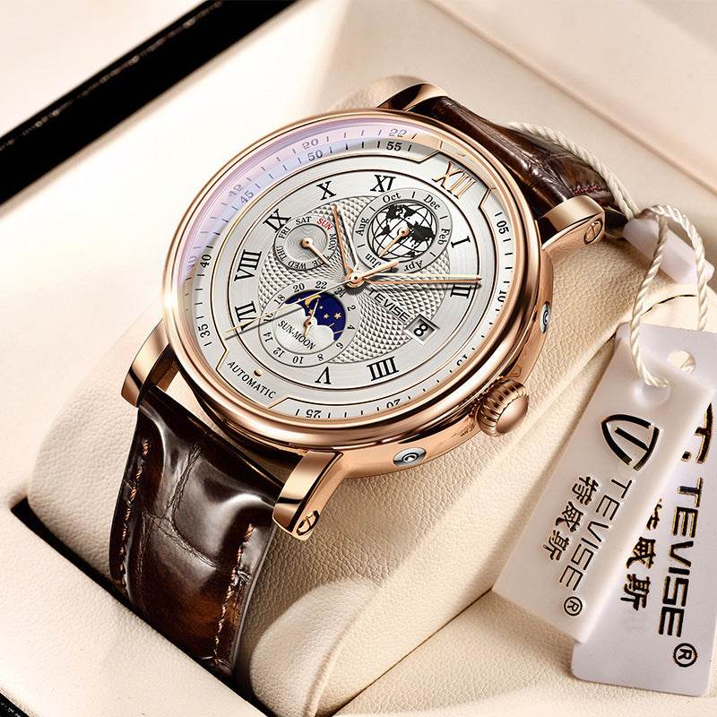 Men's Waterproof Moon Phase Automatic Mechanical Watch - YAXSO