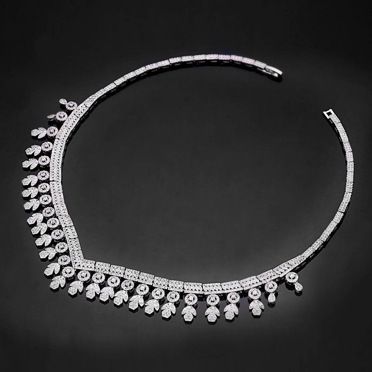 Necklace Earring Ring Tassel Jewelry Full Diamond Suit - YAXSO
