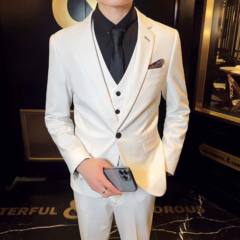 Three-piece Solid Color Men's Suit
