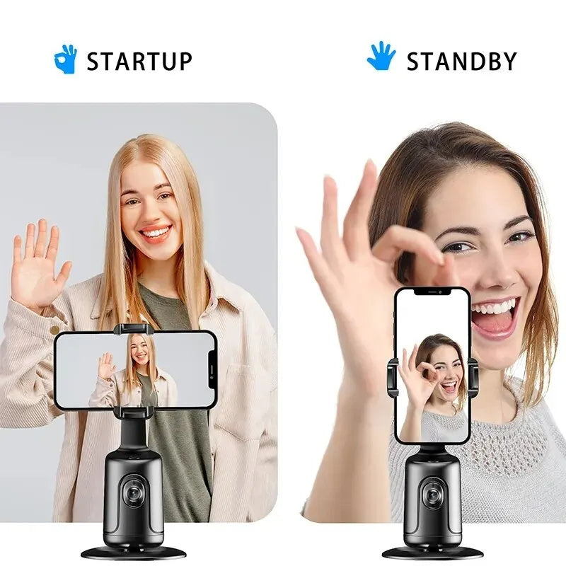 AI Smart Face Tracking Gimbal – 360° Auto Phone Holder for Video, Vlog, and Live Streaming