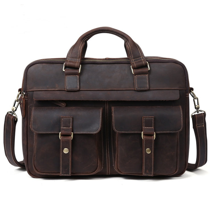 Men's Business Briefcase cowhide Leather