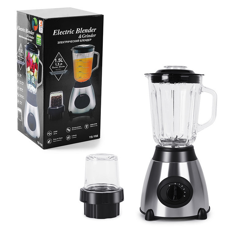 Electric blender with packaging on a white background