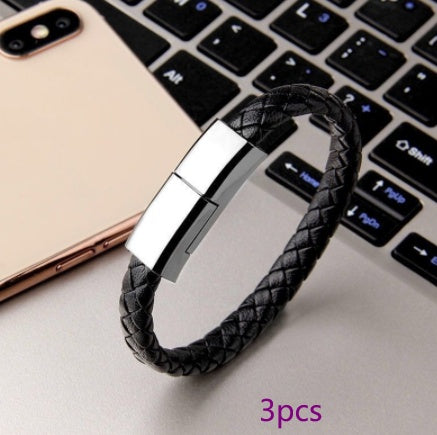 Bracelet USB Charging Cable – Portable Data Cord for iPhone 14/13, USB-C & Micro USB Devices