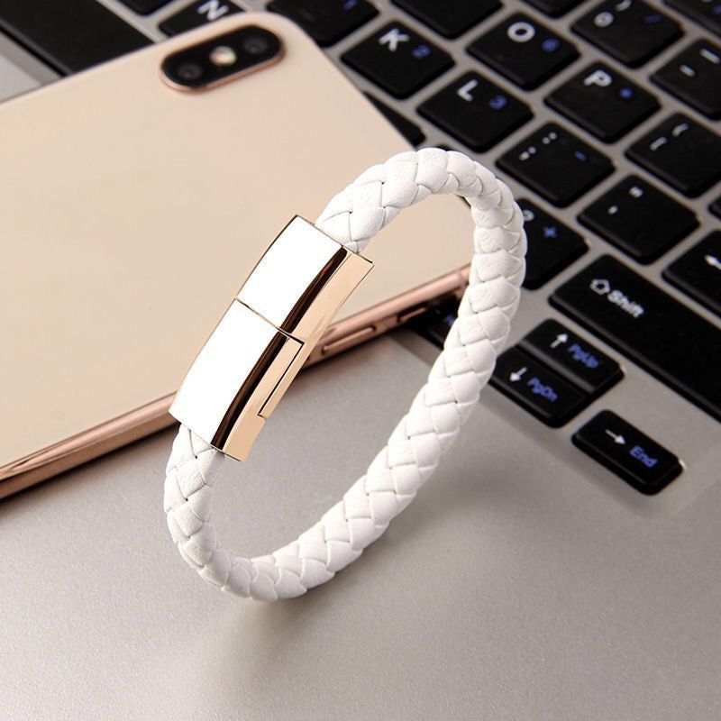 Bracelet USB Charging Cable – Portable Data Cord for iPhone 14/13, USB-C & Micro USB Devices