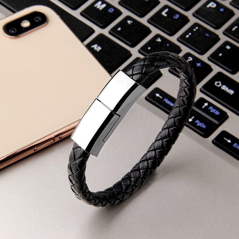 Bracelet USB Charging Cable – Portable Data Cord for iPhone 14/13, USB-C & Micro USB Devices