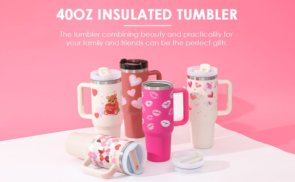 40 Oz Stainless Steel Tumbler – Insulated Travel Mug with Straw & Lid, Spill Proof