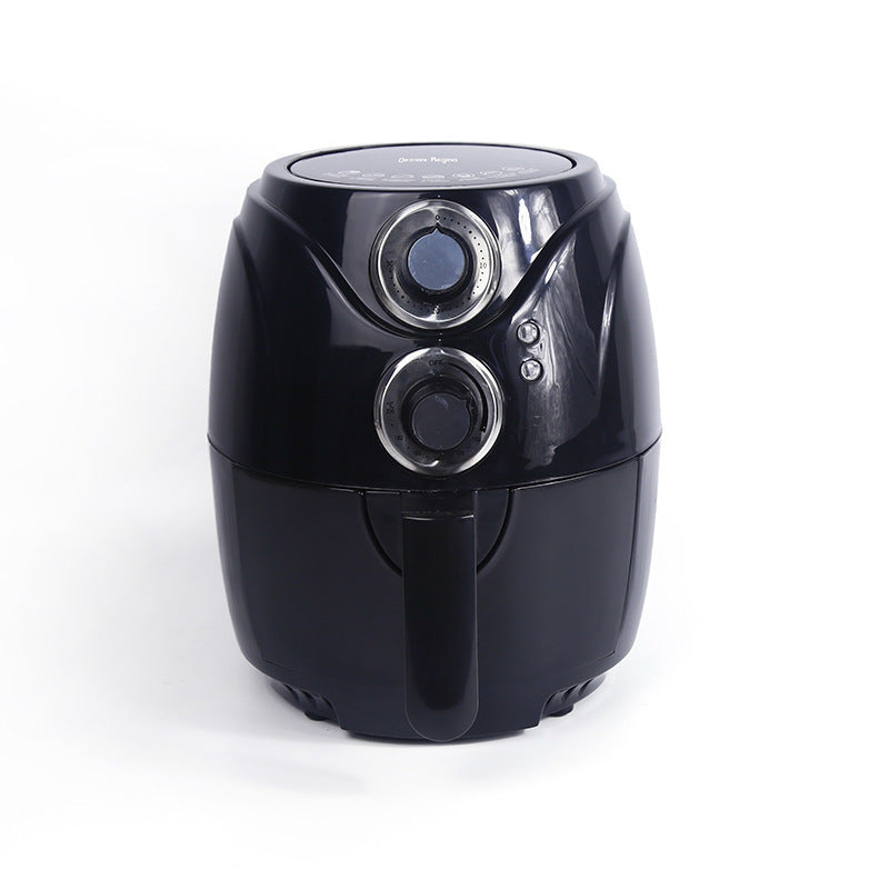 Black air fryer on a white background