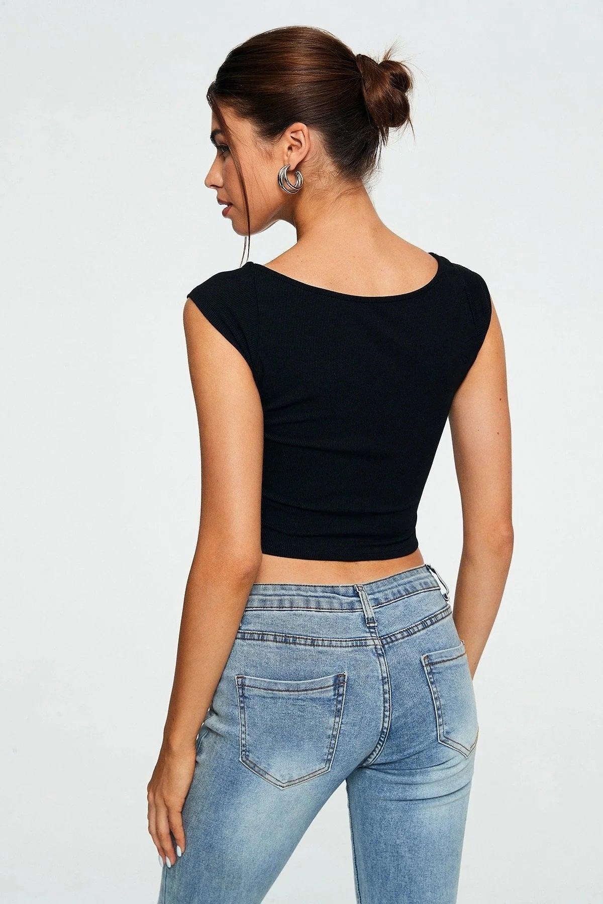 Solid Ribbed Sleeveless Crop Top