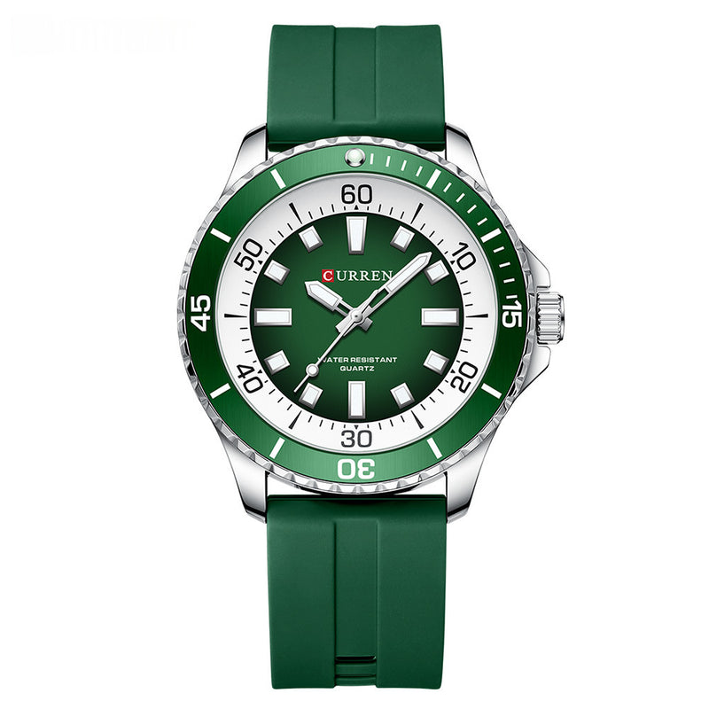 CURREN quartz watch with green dial, green bezel and matching green strap