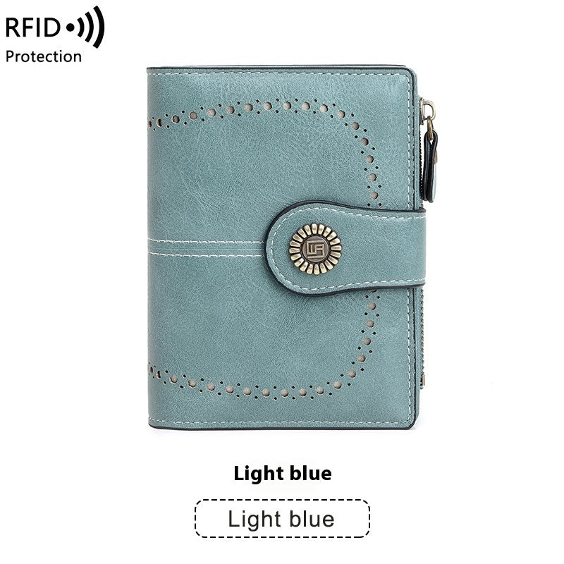 RFID Anti-theft Swiping Women's Wallet Multiple Card Slots Buckle Wallet