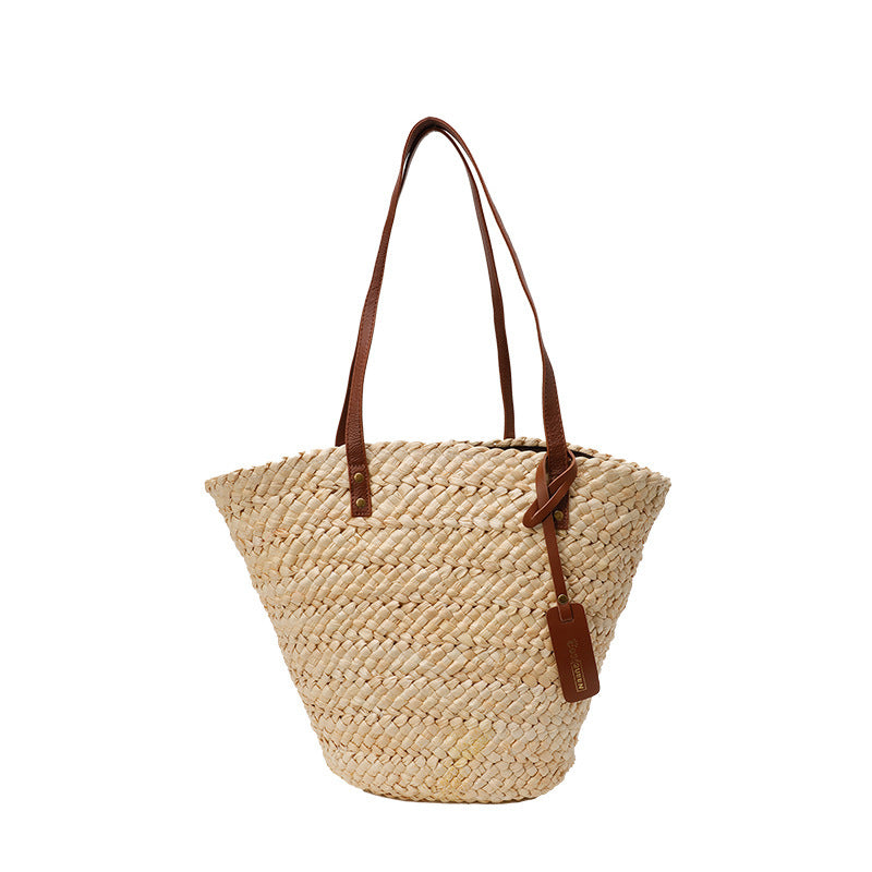 Large Capacity Straw Woven Bag Women's Woven Portable Vegetable Basket Bag - YAXSO