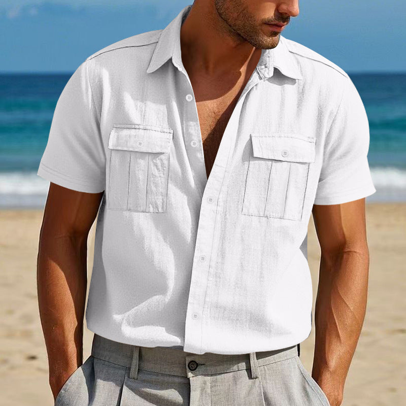 Solid Color Pocket Loose Lapel Cardigan
