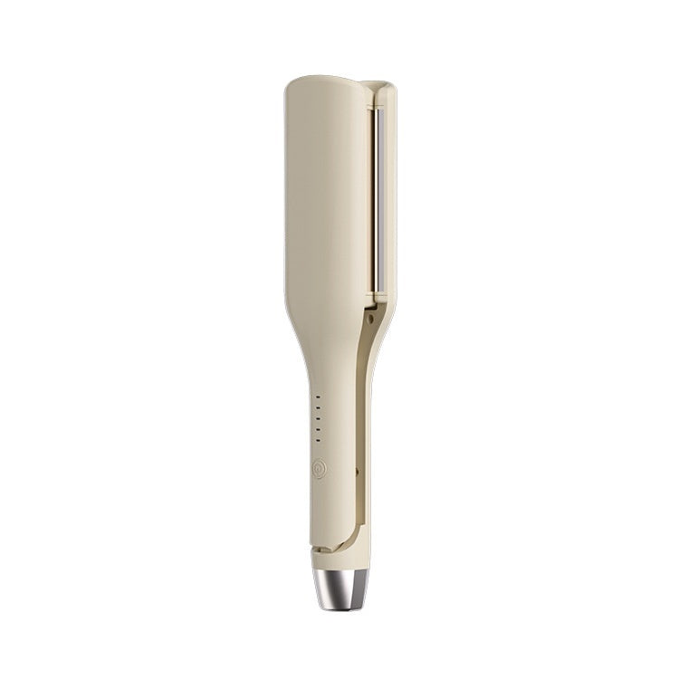 Cream automatic hair curler, upright wand design with straightening/curling barrel.