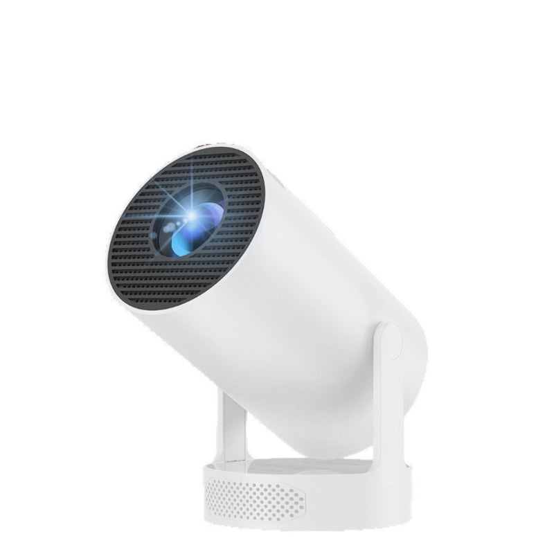 White projector with black lens on a white background