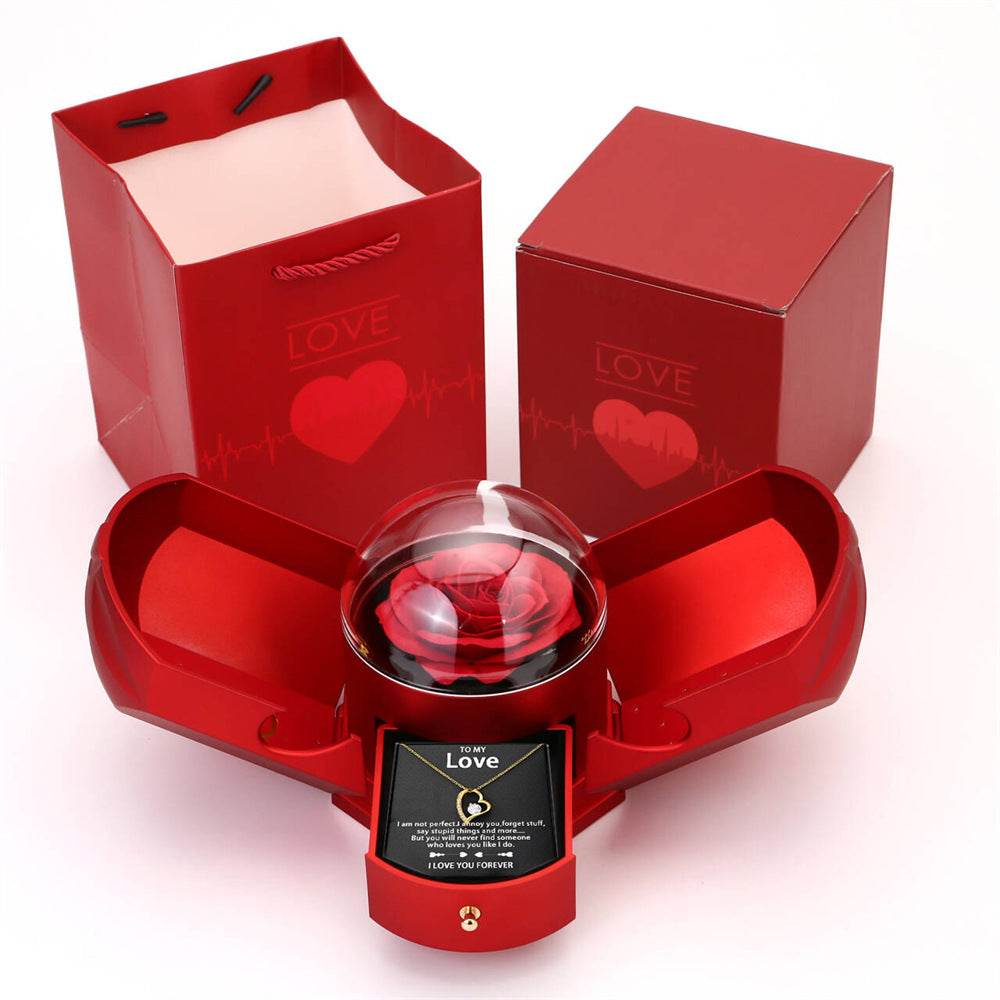 Double Open Rose Drawer Necklace Gift Box - YAXSO