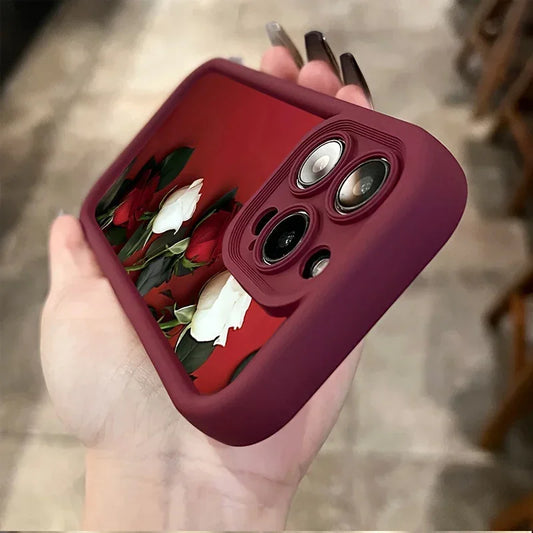 Wine Red Rose iPhone Case – Soft TPU Anti-Fall Cover - YAXSO