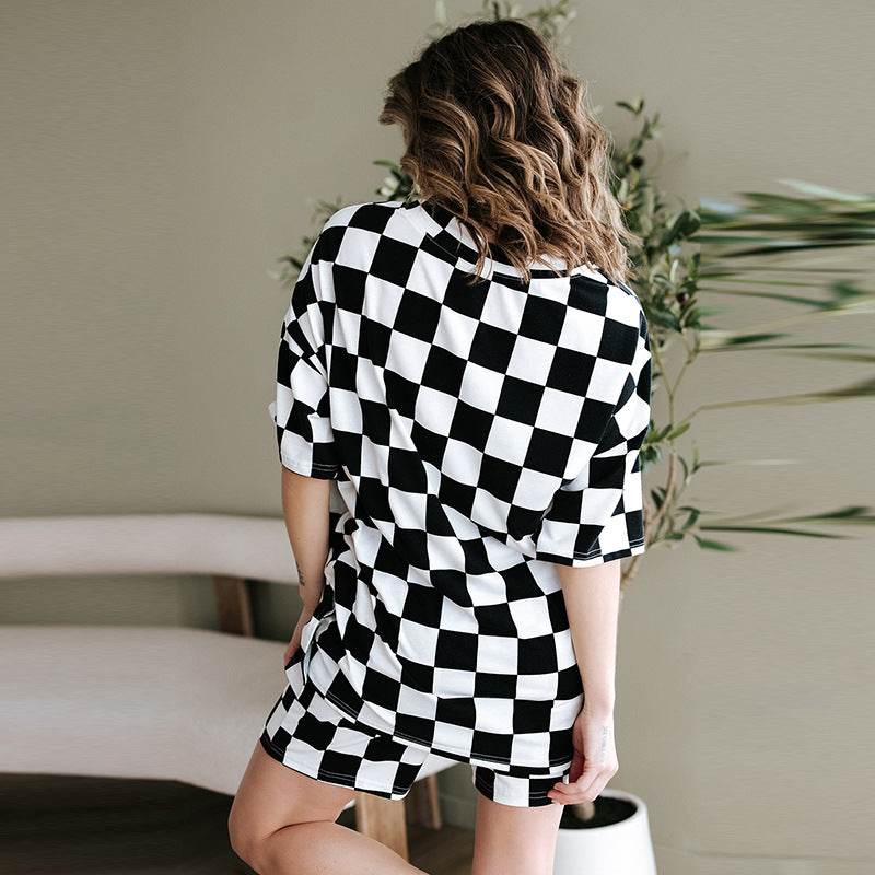 Summer New Chessboard Plaid Printing Fashion Suit Women - YAXSO