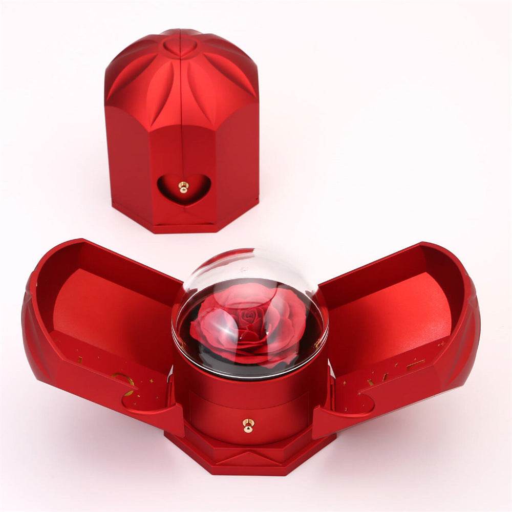Double Open Rose Drawer Necklace Gift Box - YAXSO