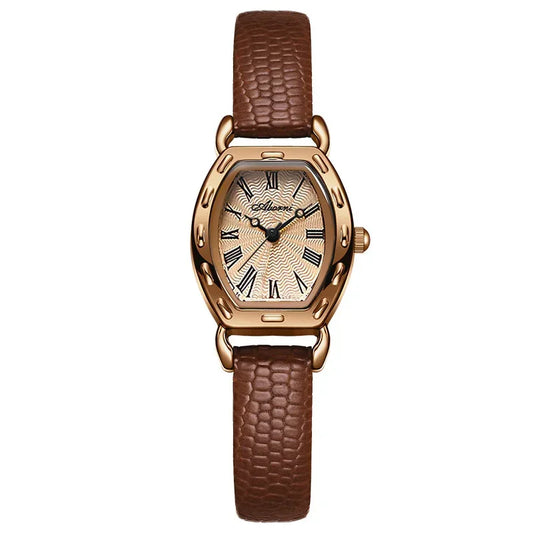 Women’s Fashion Leather Strap Watch – Roman Dial, Rose Gold Case - YAXSO