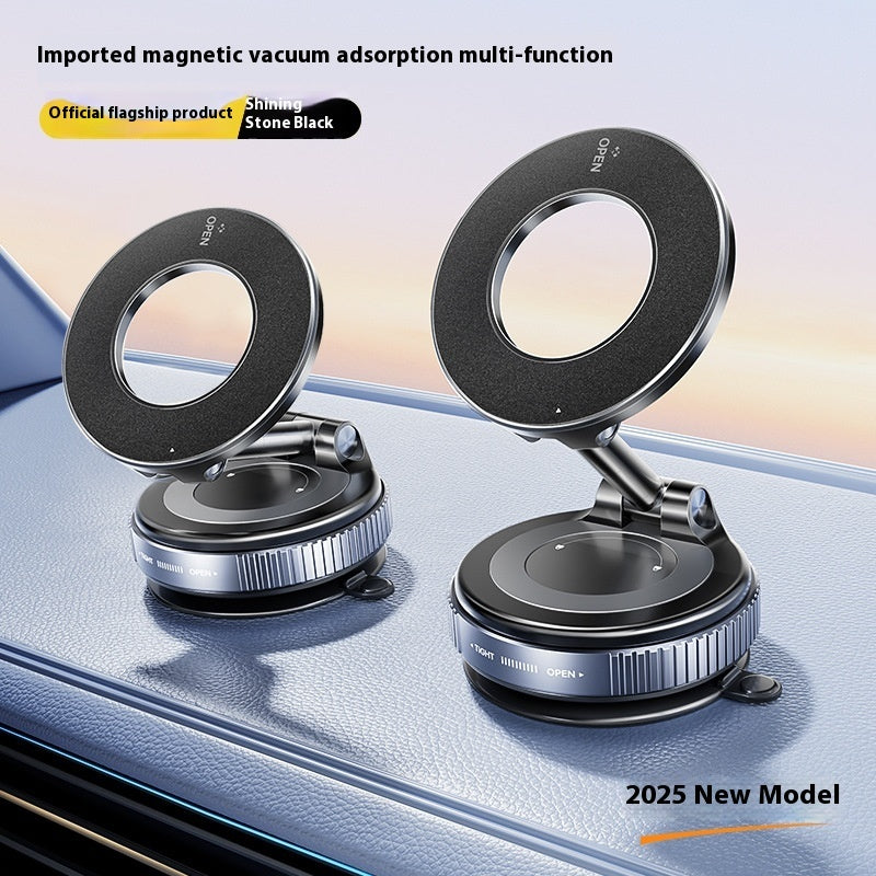 Two magnetic vacuum adsorption multi-function holders on a car dashboard with 'Shinco' branding.