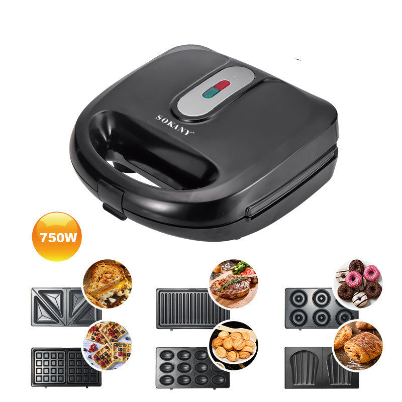 Black Sokany sandwich maker with various attachments. YAXSO STORE UAE