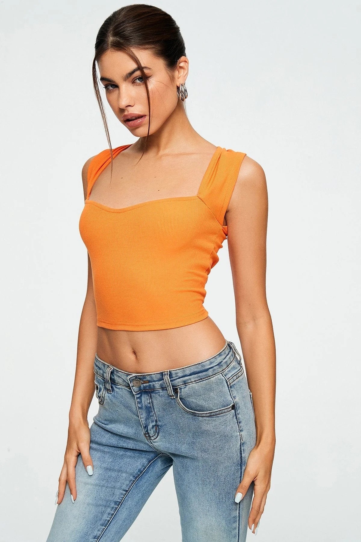 Solid Ribbed Sleeveless Crop Top