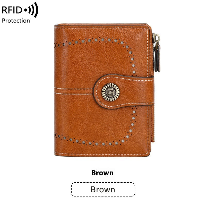 RFID Anti-theft Swiping Women's Wallet Multiple Card Slots Buckle Wallet