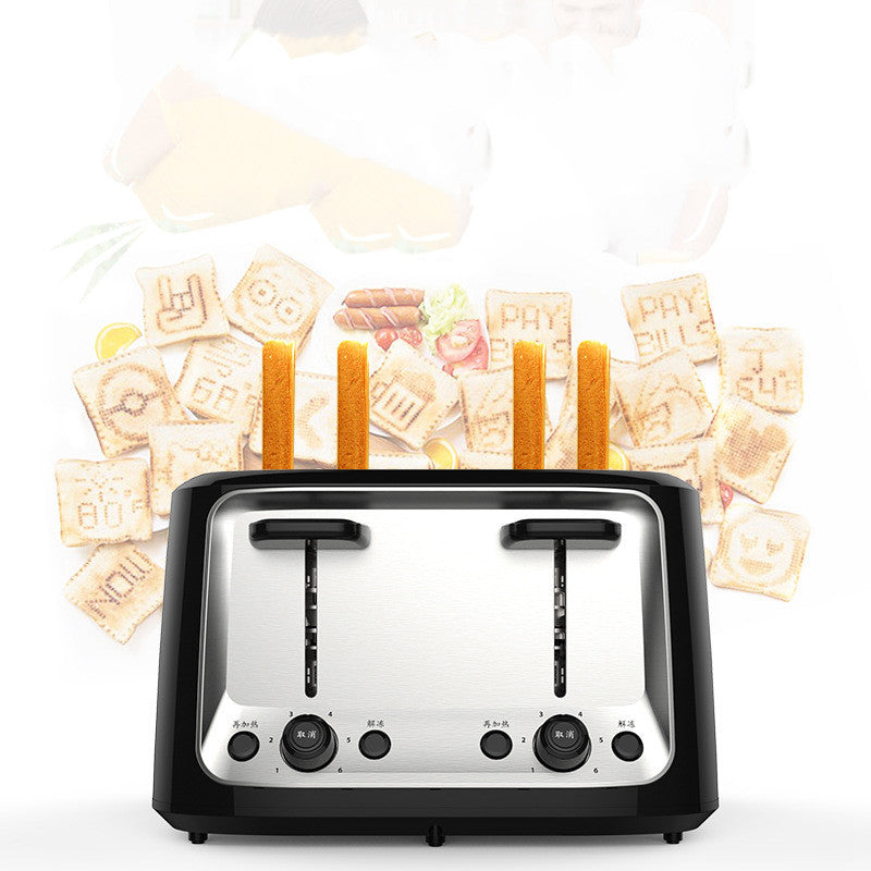 Toaster with slices of bread and money bills in the slots on a white background