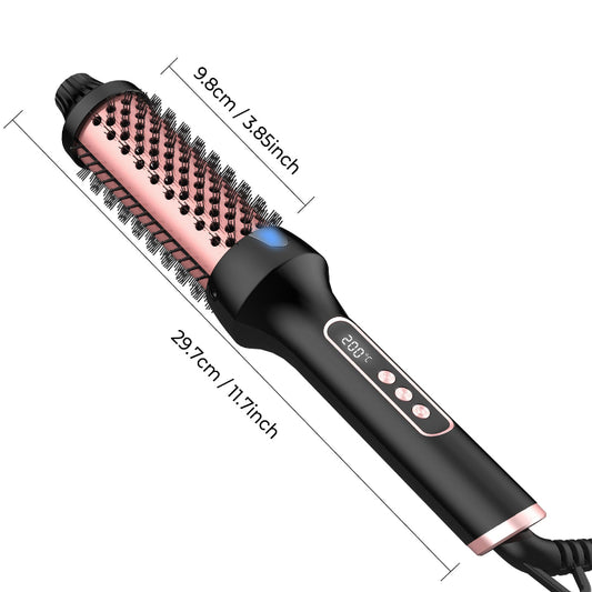 Hair styling tool with measurements on a white background