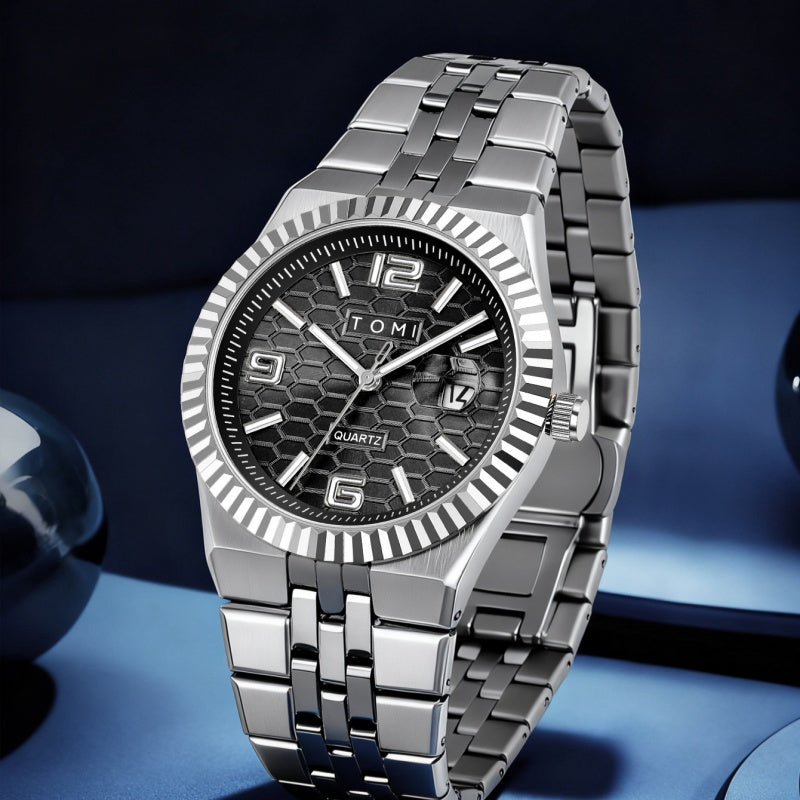 Men’s Minimalist Silver Quartz Dress Watch