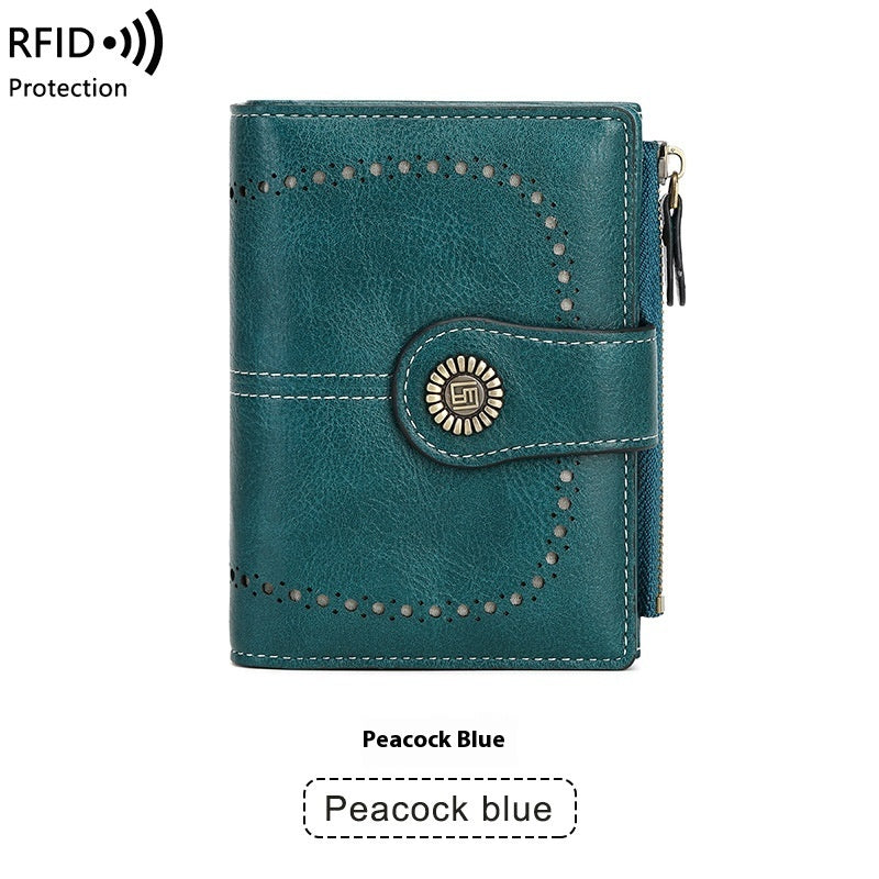 RFID Anti-theft Swiping Women's Wallet Multiple Card Slots Buckle Wallet