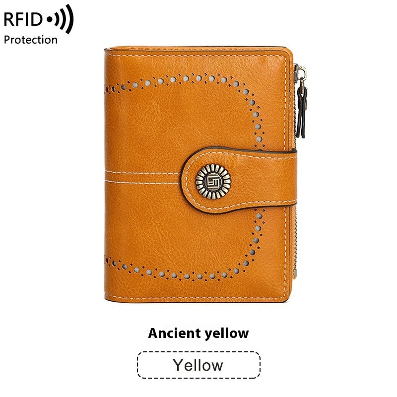 RFID Anti-theft Swiping Women's Wallet Multiple Card Slots Buckle Wallet