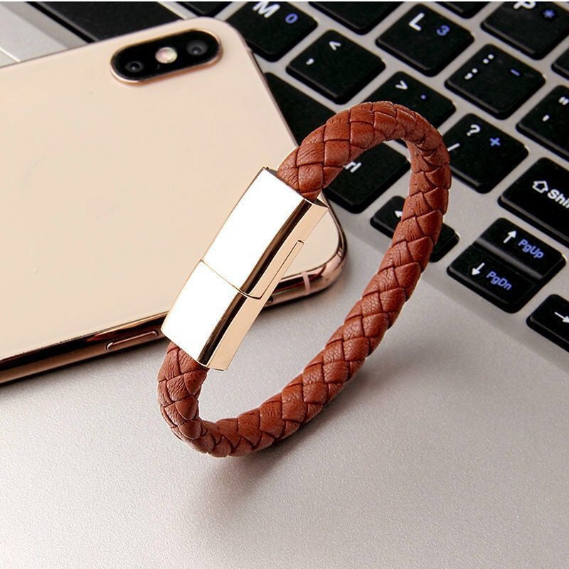Bracelet USB Charging Cable – Portable Data Cord for iPhone 14/13, USB-C & Micro USB Devices