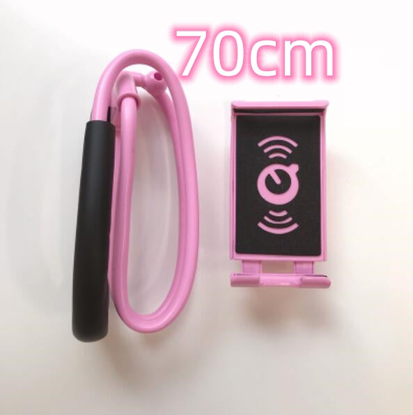 Pink 360° rotatable selfie phone holder stand with adjustable clamp and cable loop