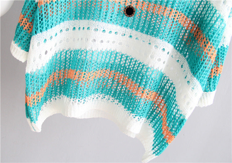 Women’s Striped Lightweight Sweater – Loose Fit