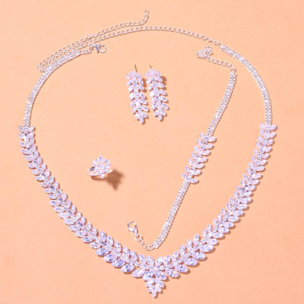 High-end Simple Zircon Necklace Suit - YAXSO