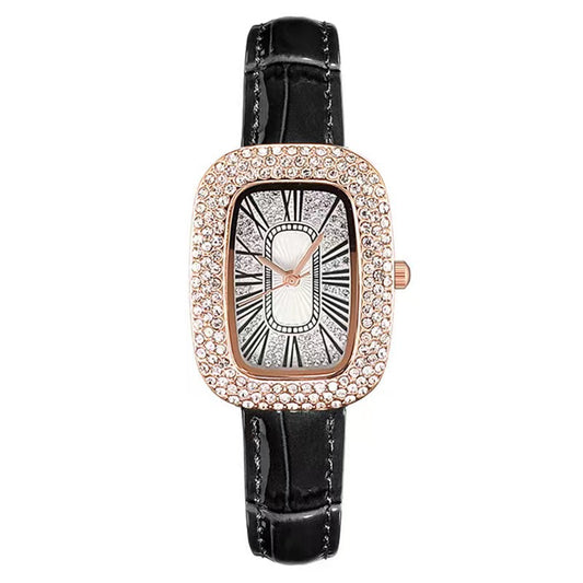Elegant women’s rectangular quartz wristwatch