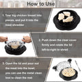 Supplier illustrated steps for using the manual meat shredder