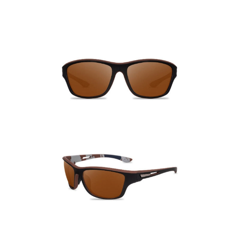 Sunglasses with brown lenses and black frames on a white background, labeled 'C7'.