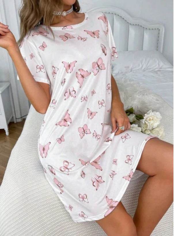 Digital Printing Loose Plus Size Women's Summer Short Dress - YAXSO