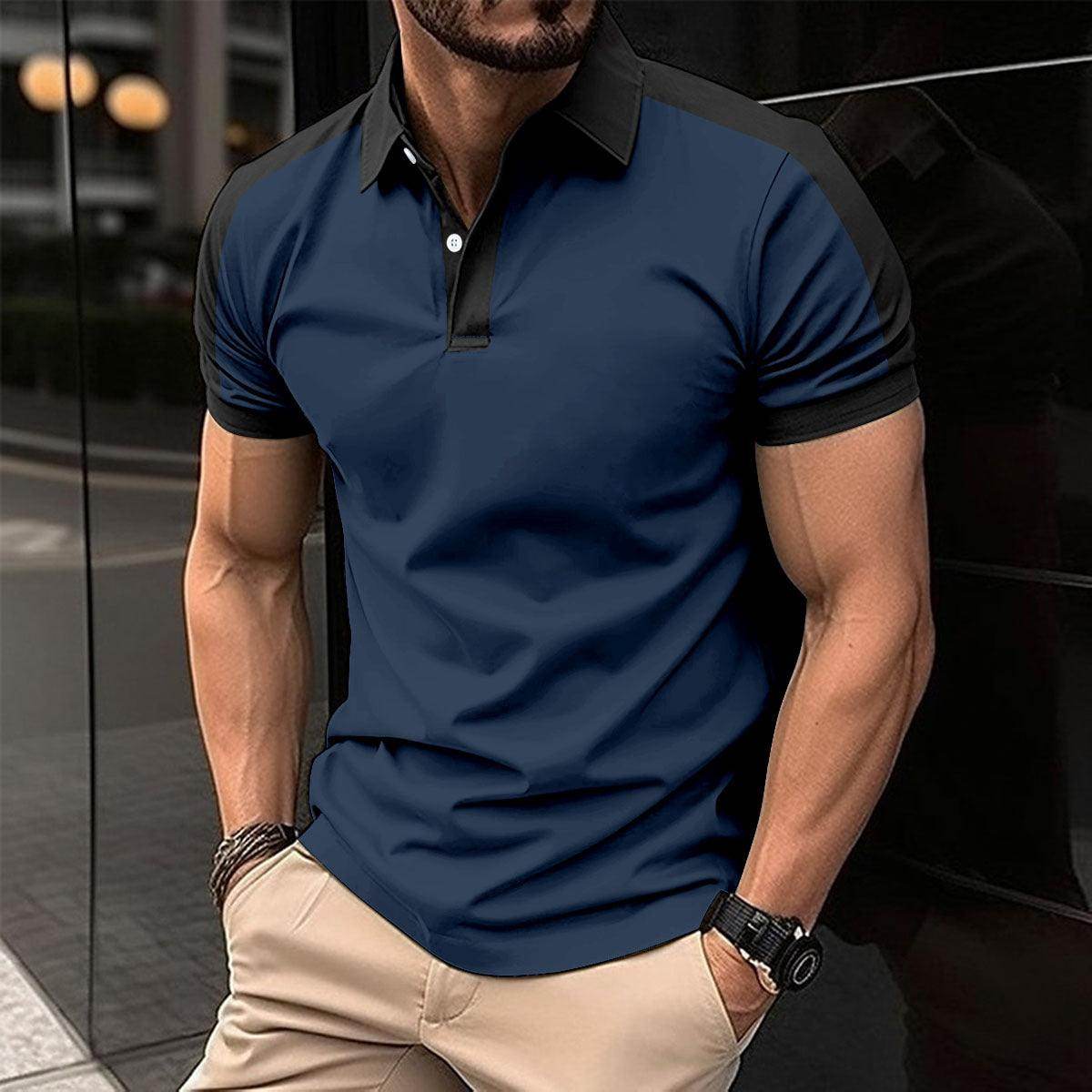 Men's Short Sleeve Business Shirt Summer Casual Polo Shirts - YAXSO