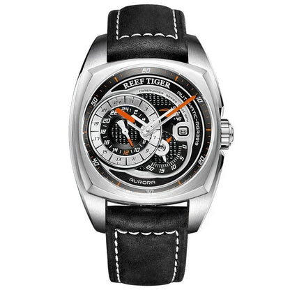 Reef Tiger Aurora Forerunner Men’s Automatic Watch – Leather Strap - YAXSO