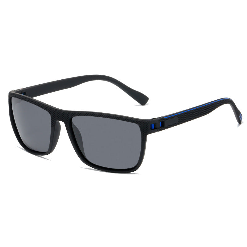 Black sunglasses with dark lenses on a white background